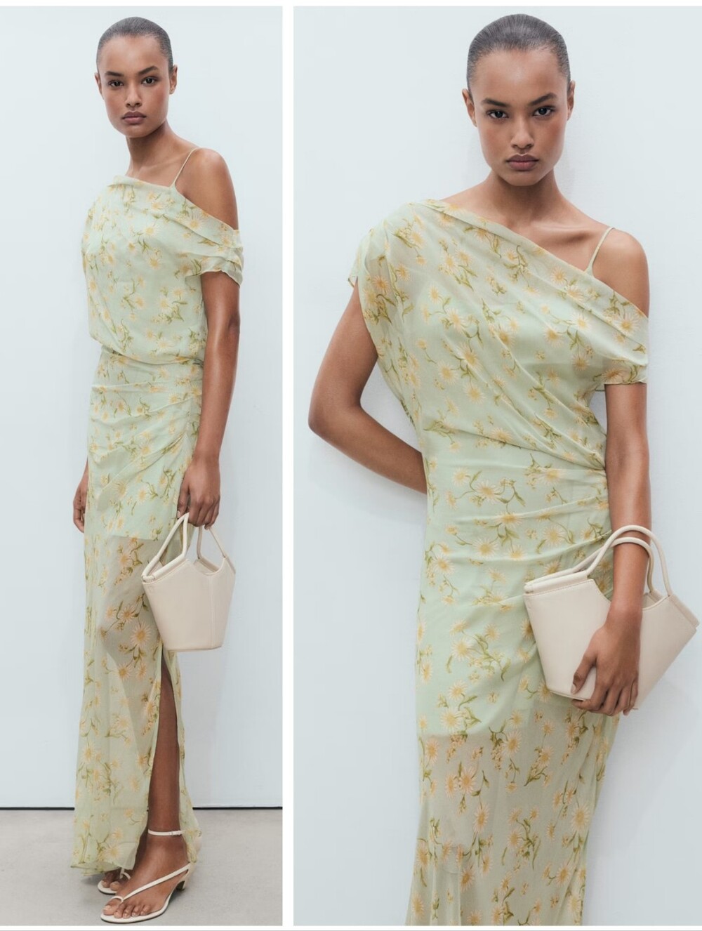 MANGO Floral Draped Dress